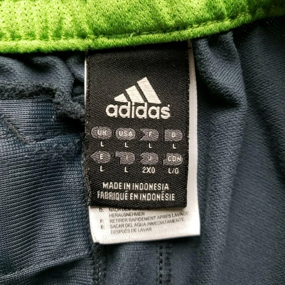 Adidas Pants Mens Large Gray Track Woven Elastic Waist Pockets Logo Athletic